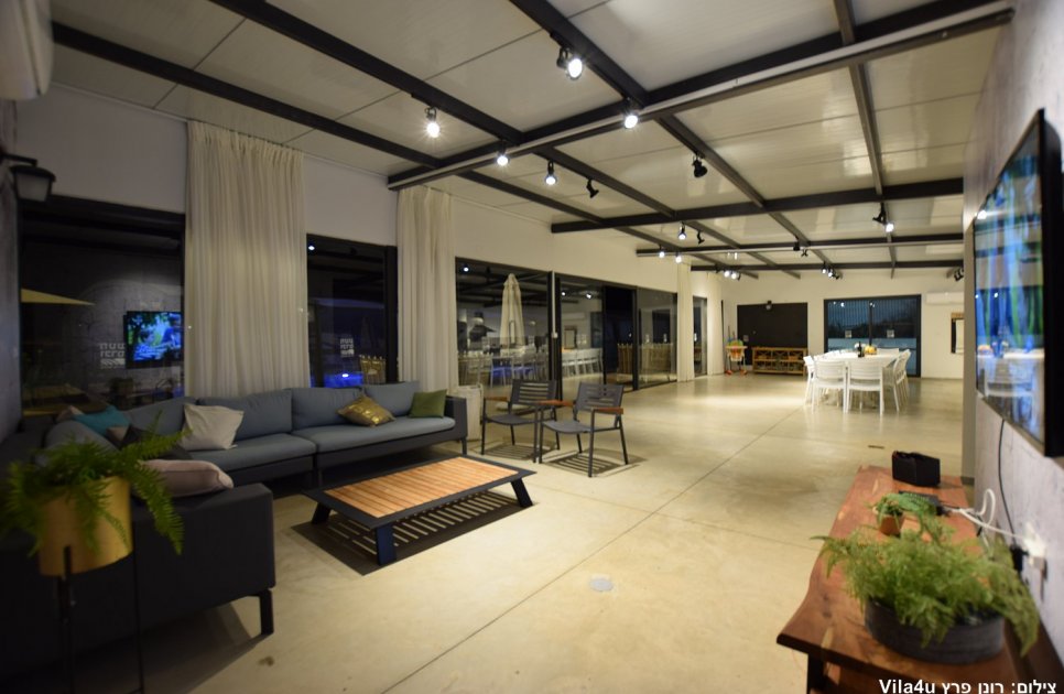 Large lounge in the shared space in the evening